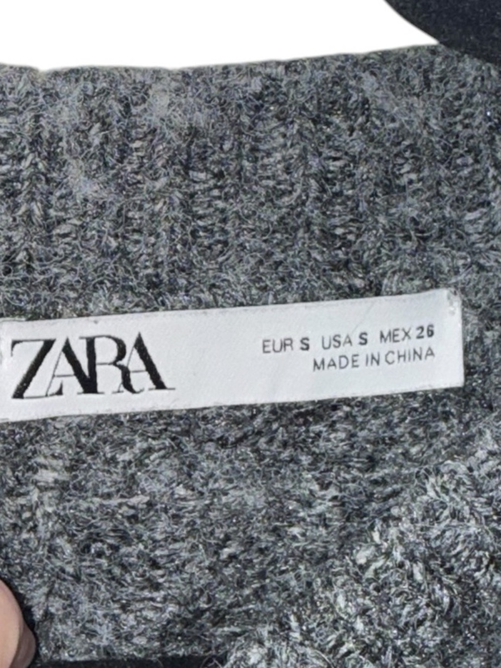 Zara Gray Pearl Embellished Puff Sleeve Sweater Small - Picture 5 of 7